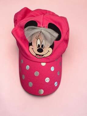 Disney Minnie Mouse Toddler Girls Hot Pink Polka Dot Hat with Tulle Bow